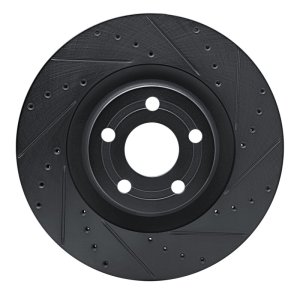 Ford Maverick Brake Rotor (1) - Front Right - R1 Concepts - Drilled & Slotted - Black - `22-`25
